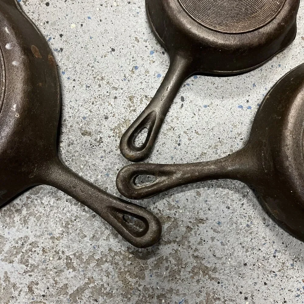 3 Vintage Benjamin & Medwin Cast Iron Skillets 10.5”, 8”, 6.5”‎ Restoration READ